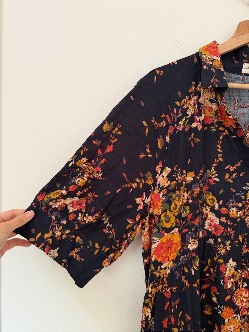 Natural Life Rebecca Floral Midi Tiered Shirt Dress Autumn Short Sleeve Size XL - Picture 4 of 10